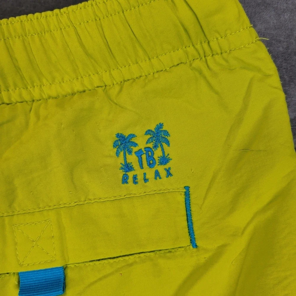 Tommy Bahama Relax Mens L Lime Green Nylon Swim Trunks Cargo Pocket Board Shorts